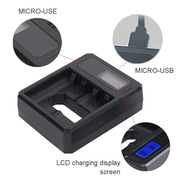 SEIVI Intelligent beskyttelse LCD-skjerm USB-batterilader for X-BOX cellelading