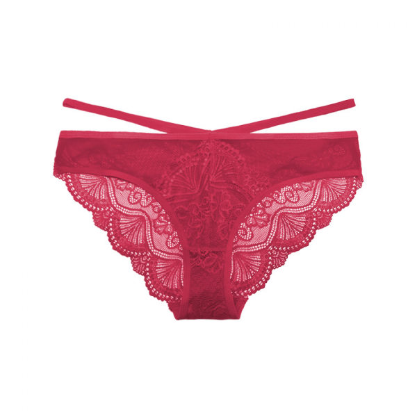 Underkläder Bomullstrosor 3-pack T Tillbaka Se Through G-Strings Sexig spets Andas Bikinitrosor Tonåringar Underkläder, Rödbrun, M