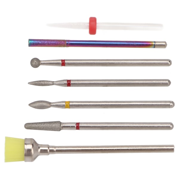 7 stk. Keramiske Negleboremaskiner Manicure Bærbar Metal Professionel Neglefil Boremaskine Sæt
