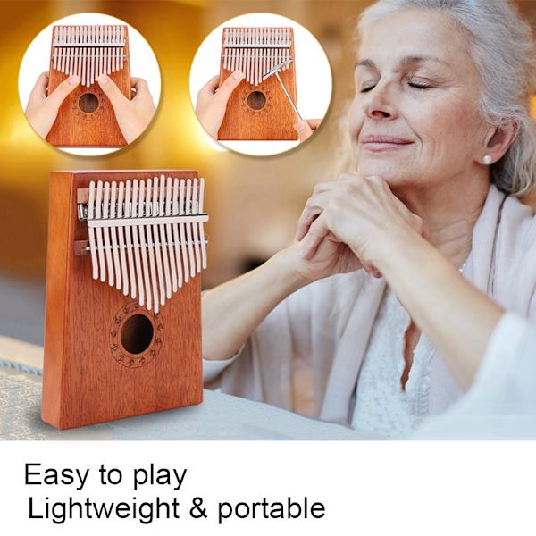 17-nøglede Kalimba Bærbar Tommelfingerklaver Mahogni Trælegeme Musikinstrument