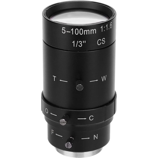 Kamerobjektiv, 1,3MP Zoom CCTV-objektiv, CS-fäste Manuell Bländare 5-100mm Aluminiumlegering, med Låg Förvrängning, Hög Kompatibilitet för Säkerhetskamera