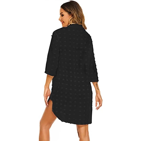 Kvinde badedragt strand cover ups skjorte bikini badetøj badetøj strand coverups kjole, B-sort-tyk, L