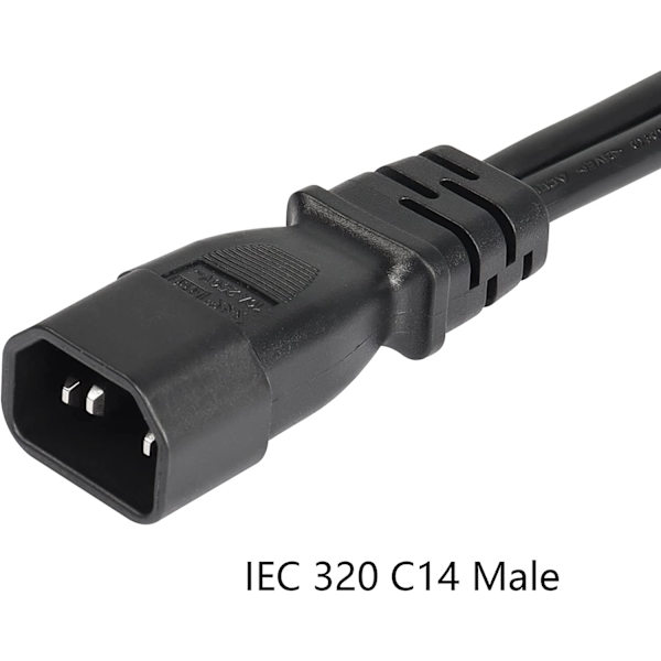 2PCS 0,3 m IEC 320 C14 till Dual IEC 320 C15 Hon Splitter Förlängningskabel för Router, Nätverksswitch, Dator (c14-2xc15)
