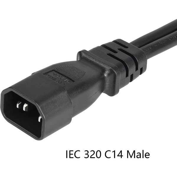 3 stk. 0,3 m IEC 320 C14 til dobbelt IEC 320 C15 hun-splitter forlængerkabel til router, netværksswitch, computer (c14-2xc15)