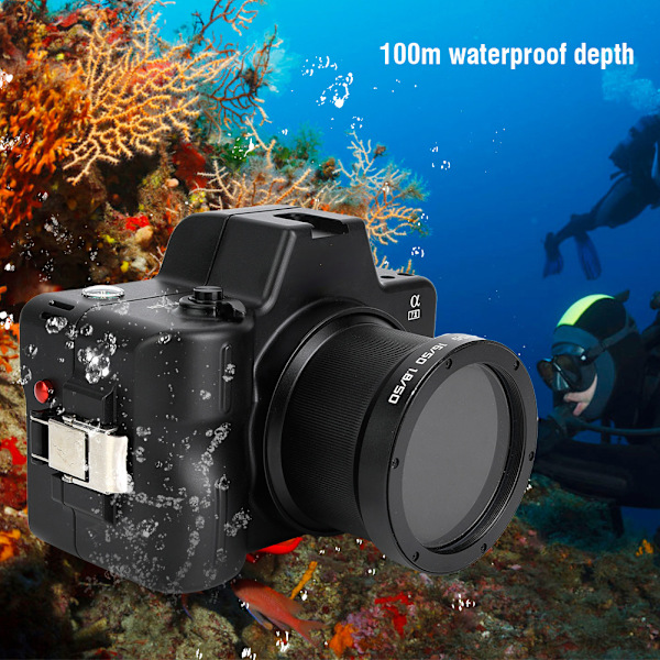 Mcoplus 100M 325ft Vattentätt Kamerahus Fodral för Sony A72 A7II DSLR FE 2/28 18/55 16/50
