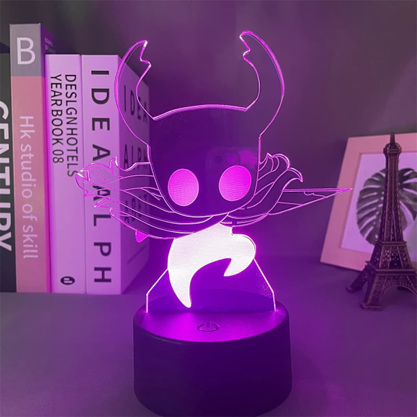 WJ Hollow Knight 3D nattlampa illusion lampa färgförändrande LED akryl RGB-lampor för sovrum Alla hjärtans dag present LED-lampor, barnrumsdekor Den ihåliga riddaren
