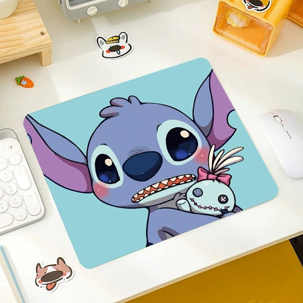 Liten Mus Gaming Musmatta Mus Stitch MOUS Musmatta Gamer Mausepad Datormatta Skrivbordsunderlägg PC Tillbehör Mattor Tangentbord Skåp Mause blue 300*250*3mm