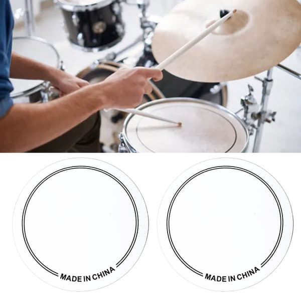 2PCS Trumhuvud Patch PET Slitstark Trumhuvud Patch Protector för Övning Prestanda Singel Pedal Vit