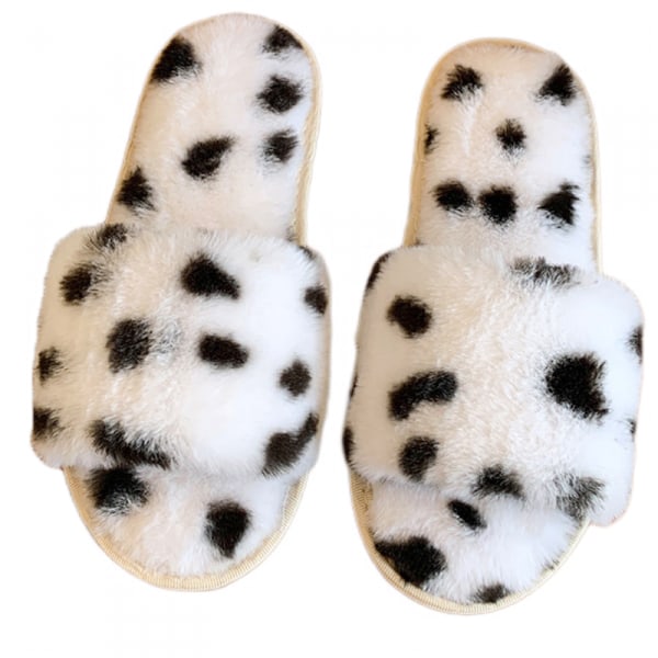 Fluffiga tofflor med öppen tå för kvinnor Indoor Memory Foam, Comfy Fuzzy Womens Summer House Tofflor Halkfria（8-9）