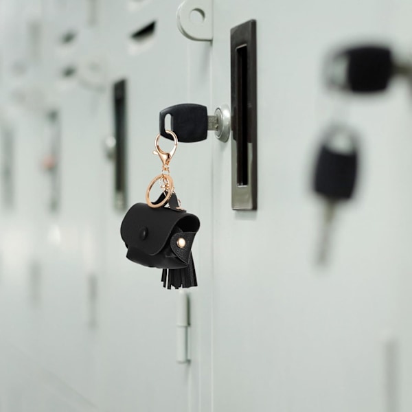Øretelefonetui med nøkkelring, trådløse ørepropper etui kompatibelt med AirPods - Lær ørepropp etui deksel black