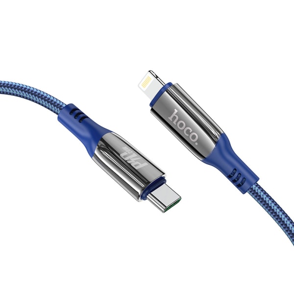 hoco. S51 skärmdisplay PD laddningsdatakabel för iPhone12 ny zinklegering nylonflätad kabel