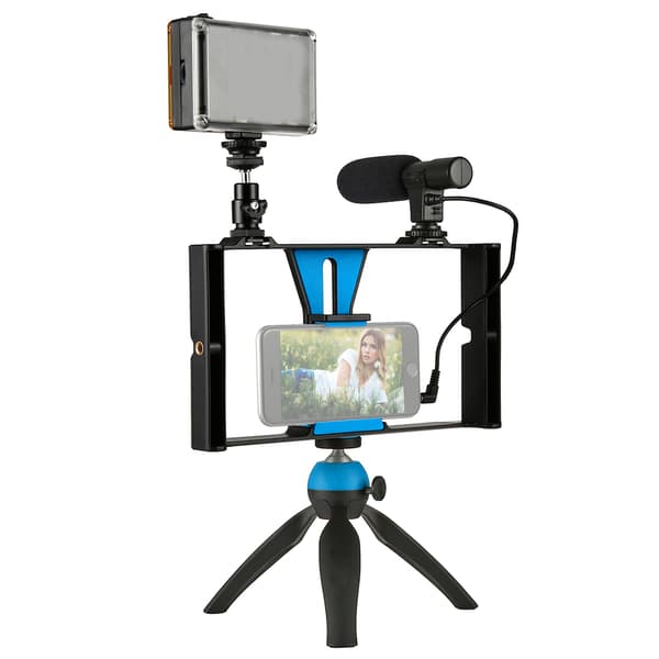 PULUZ Smartphone Video Rig + LED Studio Lys + Video Mikrofon + Mini Stativ Sæt