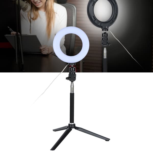 6 tommer ringlys dæmpbar LED-fyldlys med stativ til video live kamera makeup