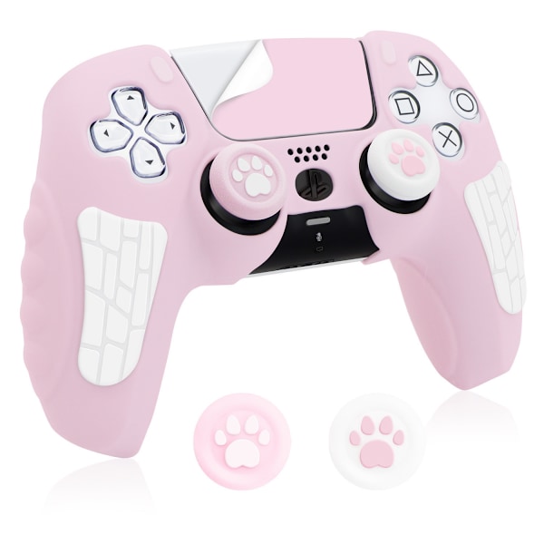 PS5 Controller Håndtag Silikonetui, Anti-Slip Silikon Beskyttende Cover Etui til PS5 Spilkonsol, Beskyttelsesetui til PS5 (Pink)