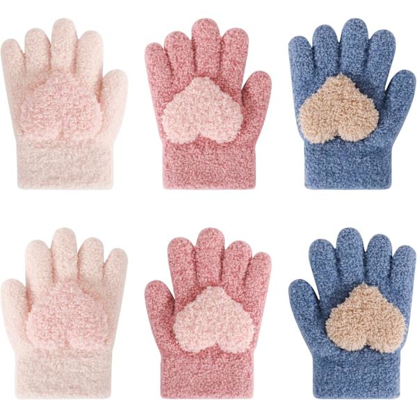 Vinterhandskar för barn, stickade handskar, magiska helfingerhandskar, stretchiga, varma, fleecefodrade, fluffiga handskar för bebisar, småbarn, pojkar och flickor 1 2 3 år