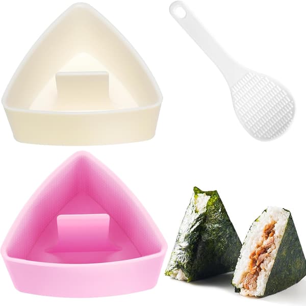 2-pak trekantet Onigiri-form sæt – stor risboldmaskine med rispagaj, sushimaskiner til hjemmelavede trekantede risbolde, japansk