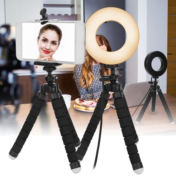 Rund LED Live Streaming Ring Light Studio Fotografering Makeup Fyldlys med Holdere