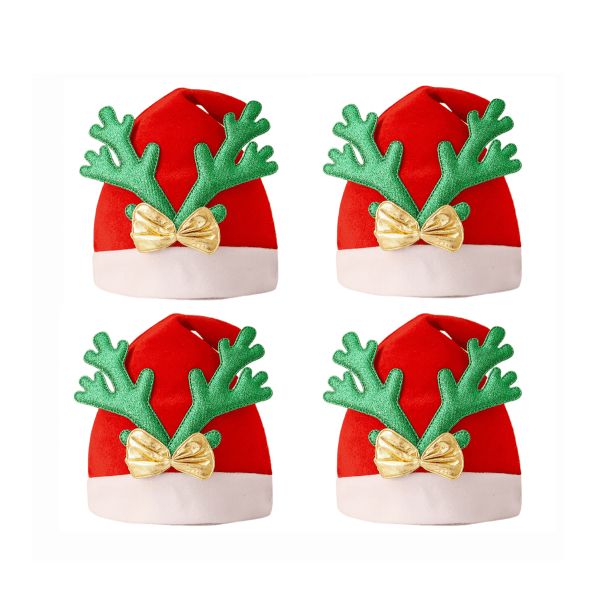 4-pack julhatt tecknad hatt Lyxig plyschhatt för julkostymfest och semesterevenemang (grön flanellhatt)