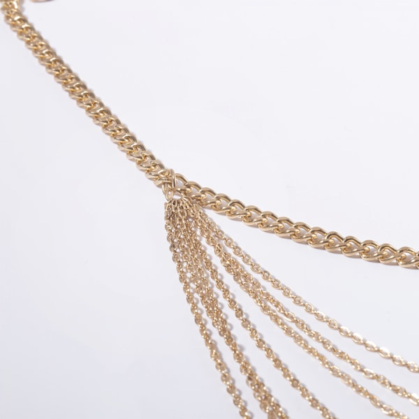 AVEKI Premium Hang Low Multi Link Chain 7-lagers midje kedja bälte i guldton för kvinnor
