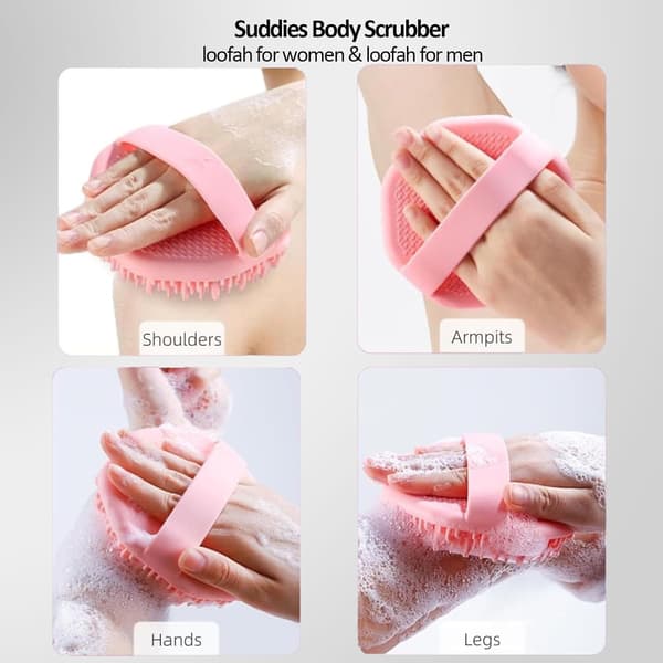 Silikonkroppsskrubbborste med luffastruktur - Effektiv exfoliering för dusch, resevänlig, lämplig för känslig hud - blue