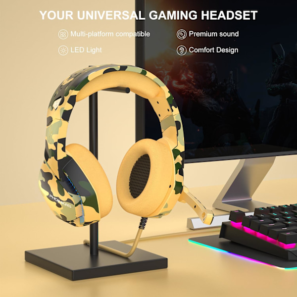 PS4-pelikuulokkeet 7.1-tilaäänellä, PC-kuulokkeet melunvaimennusmikrofonilla ja LED-valolla, H3 Over Ear -kuulokkeet Nintendo Swi
