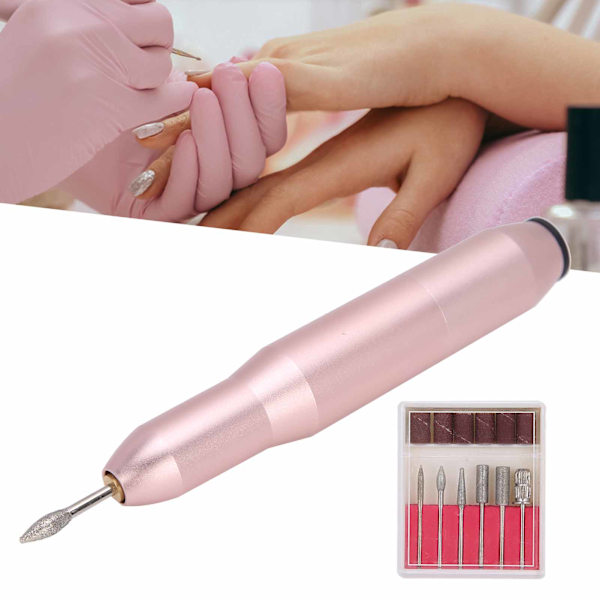 15000RPM Professionell USB Elektrisk Nagelfil Penna Maskin Bärbar Nagel Slipning Polerare Rosa