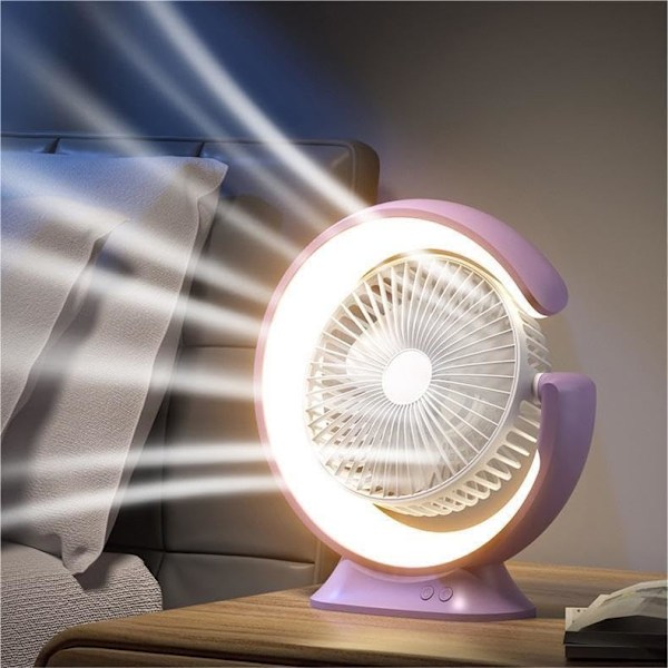 Lille Bordventilator & Natlampe 2 I 1, Ventilator USB Drevet Bærbar Ventilator 3 Hastigheder med 3 Farve LED Natlampe, Stærk Luftstrøm Mini Ventilator Rot Green