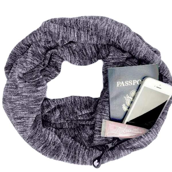Dam Vinter Cabriolet Infinity Scarf Med Pocket Loop Scarf Zipper Pocket
