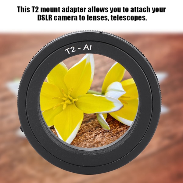 T2-adapterring T-fäste spegelobjektiv telefototeleskop till DSLR-kamera (T2-AI)