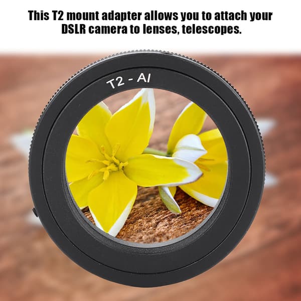 T2-adapterring T-montering spejl linse teleobjektiv teleskop til DSLR-kamera (T2-AI)