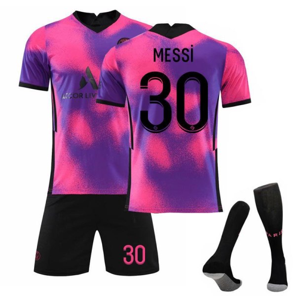 2021 Paris 3 vierasjalkapallopaita setti sukat-No.30 MESSI#3XL No.30 MESSI #3XL