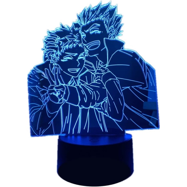 WJ 3D Led Illusion Acrylic Night Light Kotaro Bokuto och Akaashi Keiji Anime Lampa RGB färgglad med fjärrkontroll för barnrumsinredning