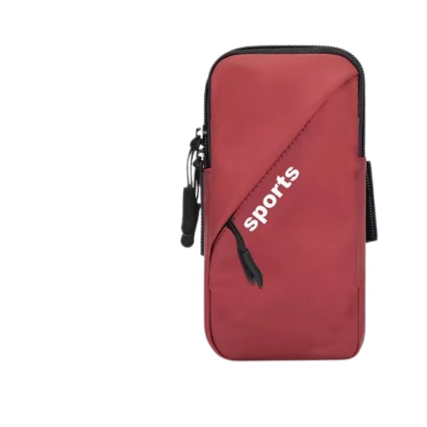 Telefonhållare, liten crossbody-väska med armrem för löpning, promenader, vandring och cykling 6,7 tum diagonal dragkedja (röd)