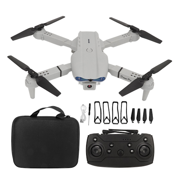 RC Drone 4k Dubbelkamera Quadcopter Wifi Fällbar Fjärrkontroll Quadcopter 3 Vägs Hindrande Undvikande Höjdhåll Leksaker Gåvor för Pojkar Flickor Grå