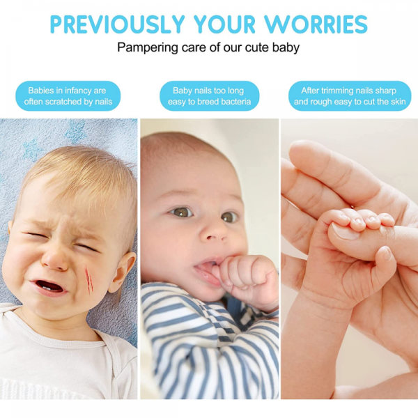 Uppladdningsbar baby nageltrimmer Elektrisk säker baby nagelfilsklippare med bärbar förvaringslåda, Whisper Quiet