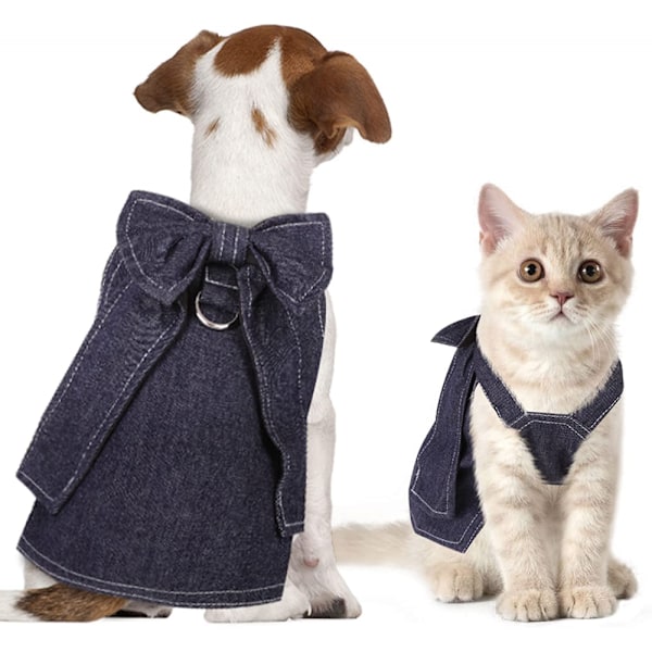 Koiran Hihnapaita, Pehmeä ja Mukava Koiran Asuste Ihanalla Jousella Ulkoiluihin, Kesäinen Koiran Denim (Koko M)