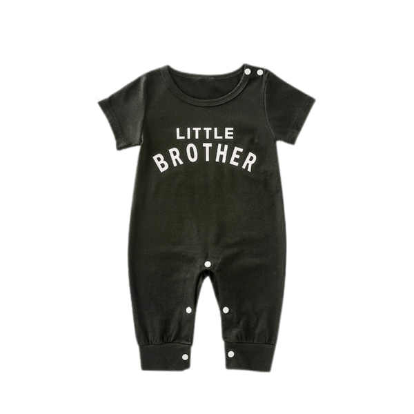 Baby Boy Romper Kläder Lillebror Romper Kortärmade Jumpsuits One Piece Outfit --- Svart（Storlek 100）