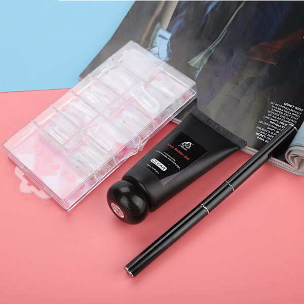 Nagel Quick Building Gel Nagelform Tips Set Förlängning Lim Nagelkonst UV Builder Vit