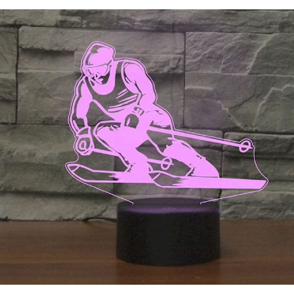 WJ 3D Skidåkning Fjärrkontroll 16 Färg Nattljus Illusion Akryl LED Bordsängslampa Barn Sovrum Skrivbordsdekor Födelsedagspresenter Leksak för Barn