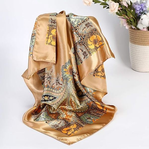 35” Satin Store Firkantede Hovedtørklæder - 4 stk. Silkelignende Hals tørklæde Hår Sovende Wraps Satin Silke Tørklæder til Kvinder, A