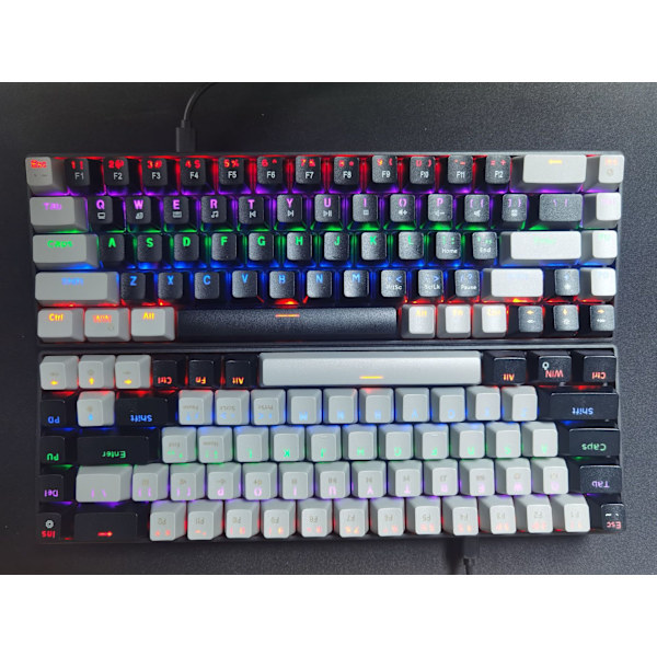 Dubbelfärgad cyan-axel mekaniskt tangentbord, 68 tangenter, RGB flera bakgrundsbelysta tangentlinjeseparerande spel tangentbord, snygga kontorsspel.
