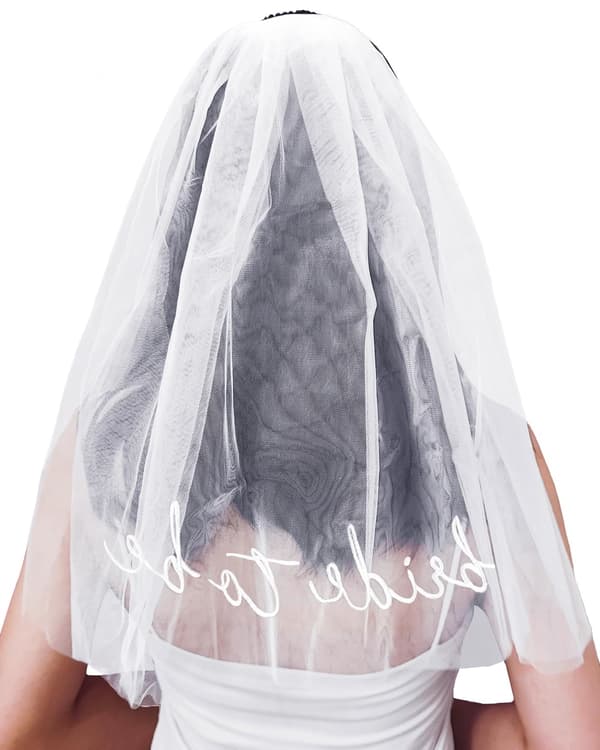 Brudslöja, Broderat Möhippe Pannband, Vit Bröllopsduschaccessoar för Förlovningsfester och Bröllopspresenter White A