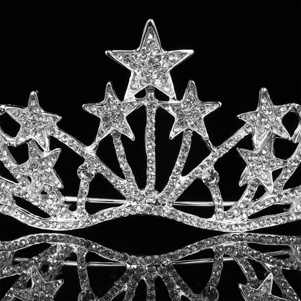 Stjärna Strass Krona Brudkrona Tiara Brudkrona för Bröllopsfest, Elegant och Vacker