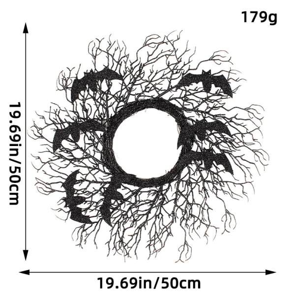 Halloween Kuu Kissa Garland Ovi Ripustin Festivaali Kuolleet Oksan Kasvit Uusi Kuu Halloween Koristelu Black branch bat