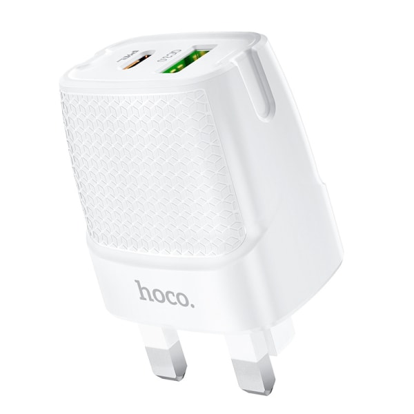 hoco. C85B Yilang dobbelt-port PD20W+QC3.0 lader egnet for Apple 12 britisk standard hurtigladehode