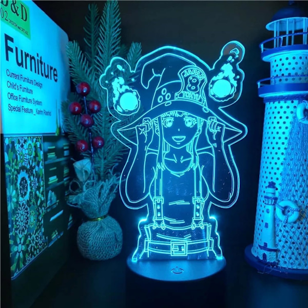 WJ Force Maki Oze Anime Figur 3D Illusion Lampe Børns Soveværelse Bord Dekoration Belysning Manga Fødselsdagsgave Anime Illusion Lampe PXJD Tjuvarnas kung