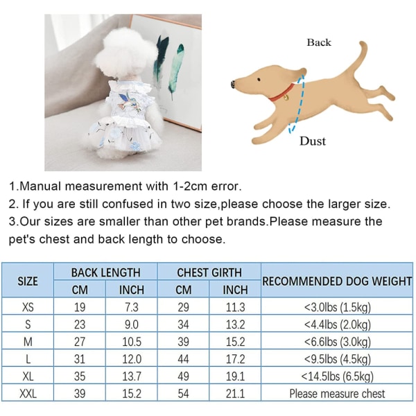 Hundkläder Söta Hundkläder Valp Hund Prinsesskläder Flickor Hundskjortor Kjolar Vår Sommar Kattkläder Hundkläder (S Storlek)