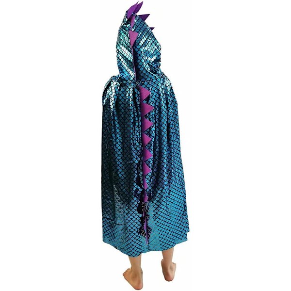 Dinosaur Kostumer Grøn Drage Kappe Halloween Klæd Ud Tøj 3-8 År Gammel Hooded Blue Cloak