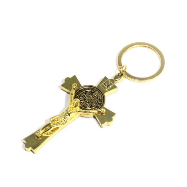 Jesus Keychains Cross Keyring Crucifix Key Pendant（color：gold