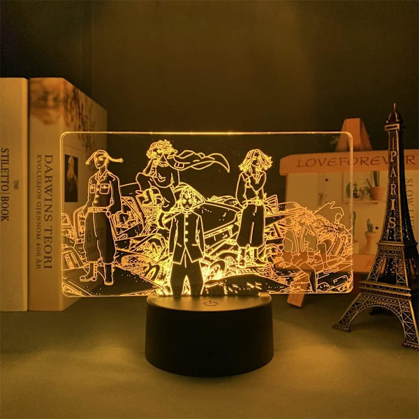 WJ Anime 3D LED Natlampe 3D Illusion Lampe 16 Farver Skiftende Touch Fjernbetjening Natlys til Børns Soveværelse Dekoration Sengelampe Drenge Piger